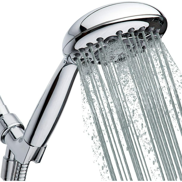 High Pressure Handheld Shower Head Briout 5-Settings Powerful Water Spray Shower Head against Low Pressure Water Flow with Stainless Hose and Adjustable Moun 